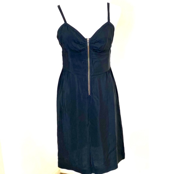 Barneys New York Dresses & Skirts - Barney’s Coop Zip Detail Black Silk Dress L EUC